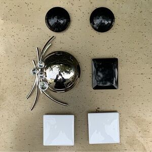 Set Black White Acrylic Upcycled Repurposed Vintage Jewelry Refrigerator Magnets